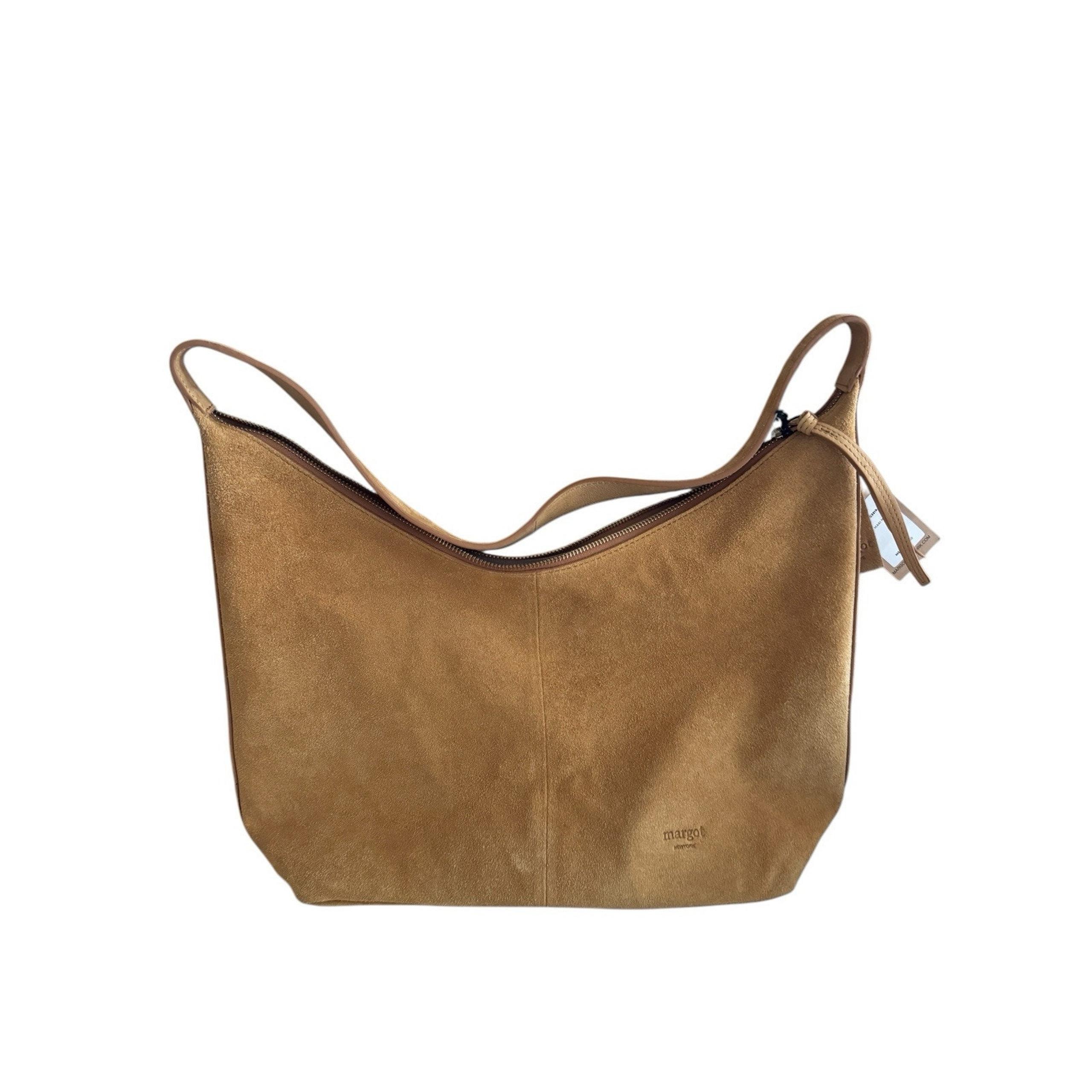 Margot New York handbag Leather Suede Yellowish Tan 14”w X13”H Gabi Maxi Hobo