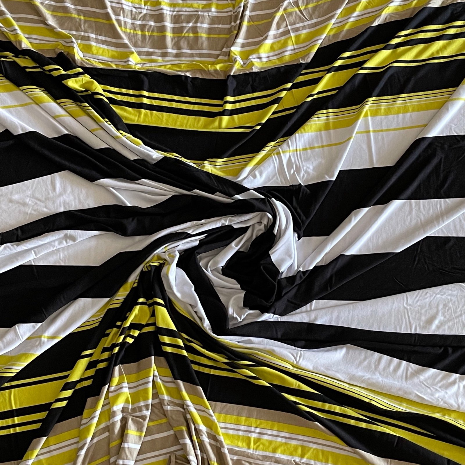 Multicolor Striped Rayon Poly Print Stretch Fabric
