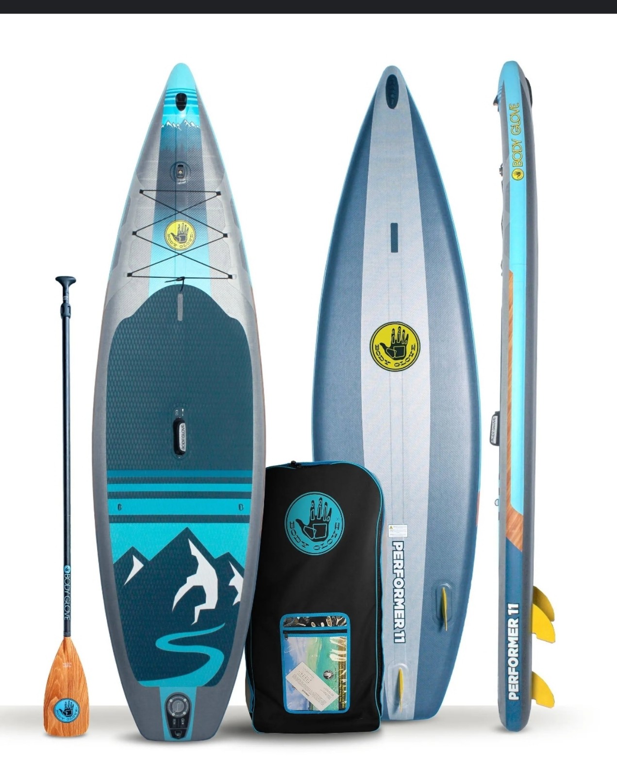 Body Glove Performer 11 Inflatable Stand Up Paddle Board Package