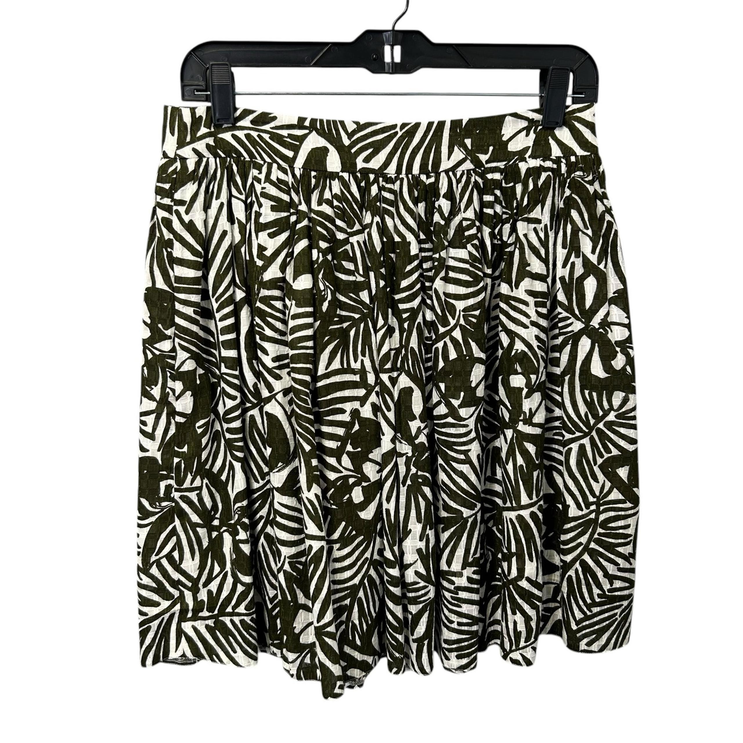 Kate Spade Green & White Orchid Coreen Havana Pleated Cotton Mini Skirt Womens 6