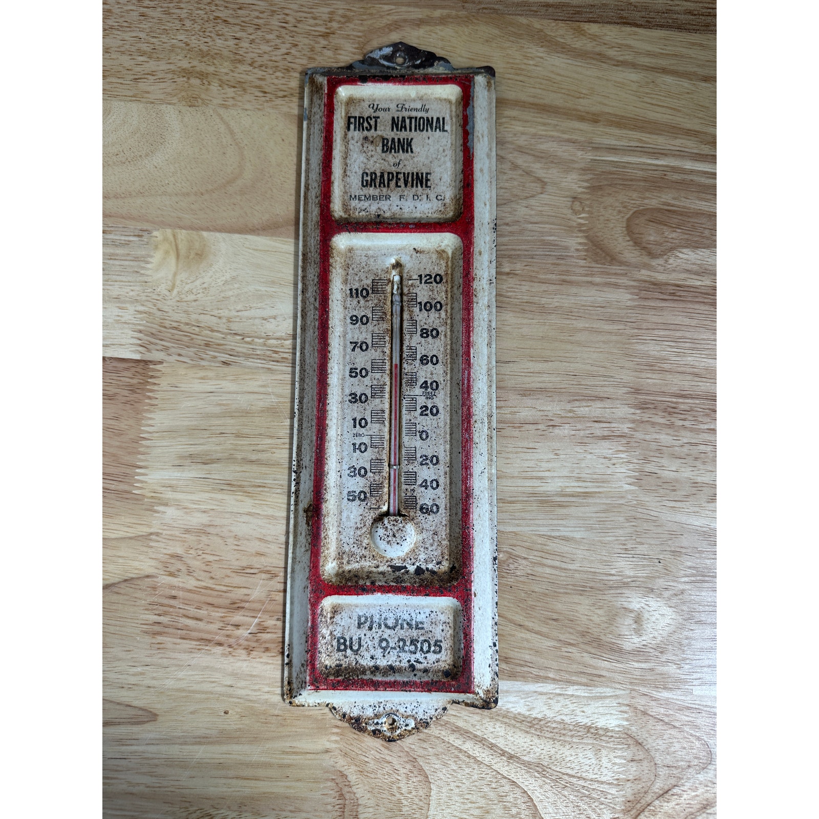 Vintage Advertising Thermometer First National Bank