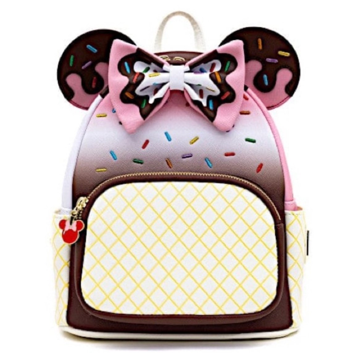 Loungefly Disney Minnie Mouse Neapolitan Ice Cream Cone Mini Backpack