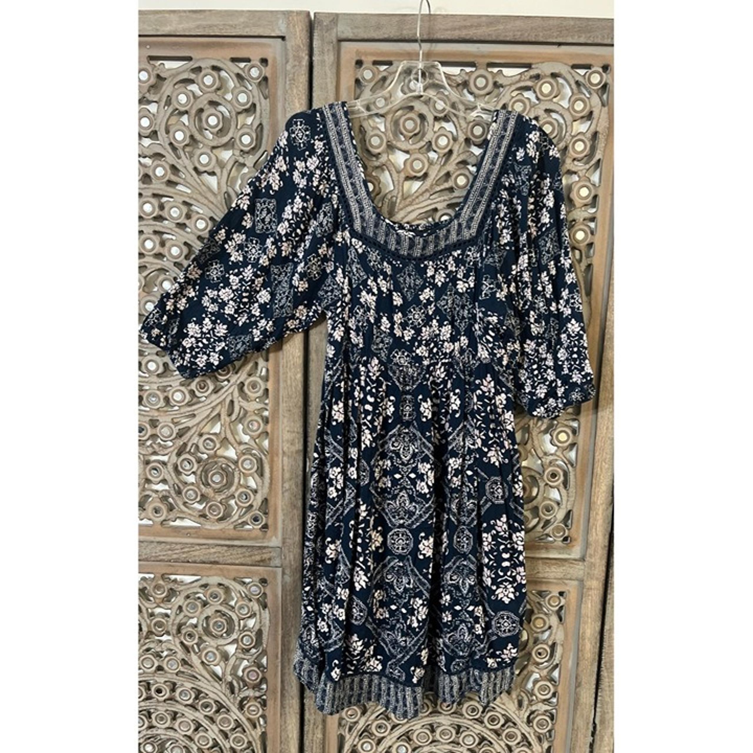 dress women size small floral navy blue pink - Wendy Bellissimo