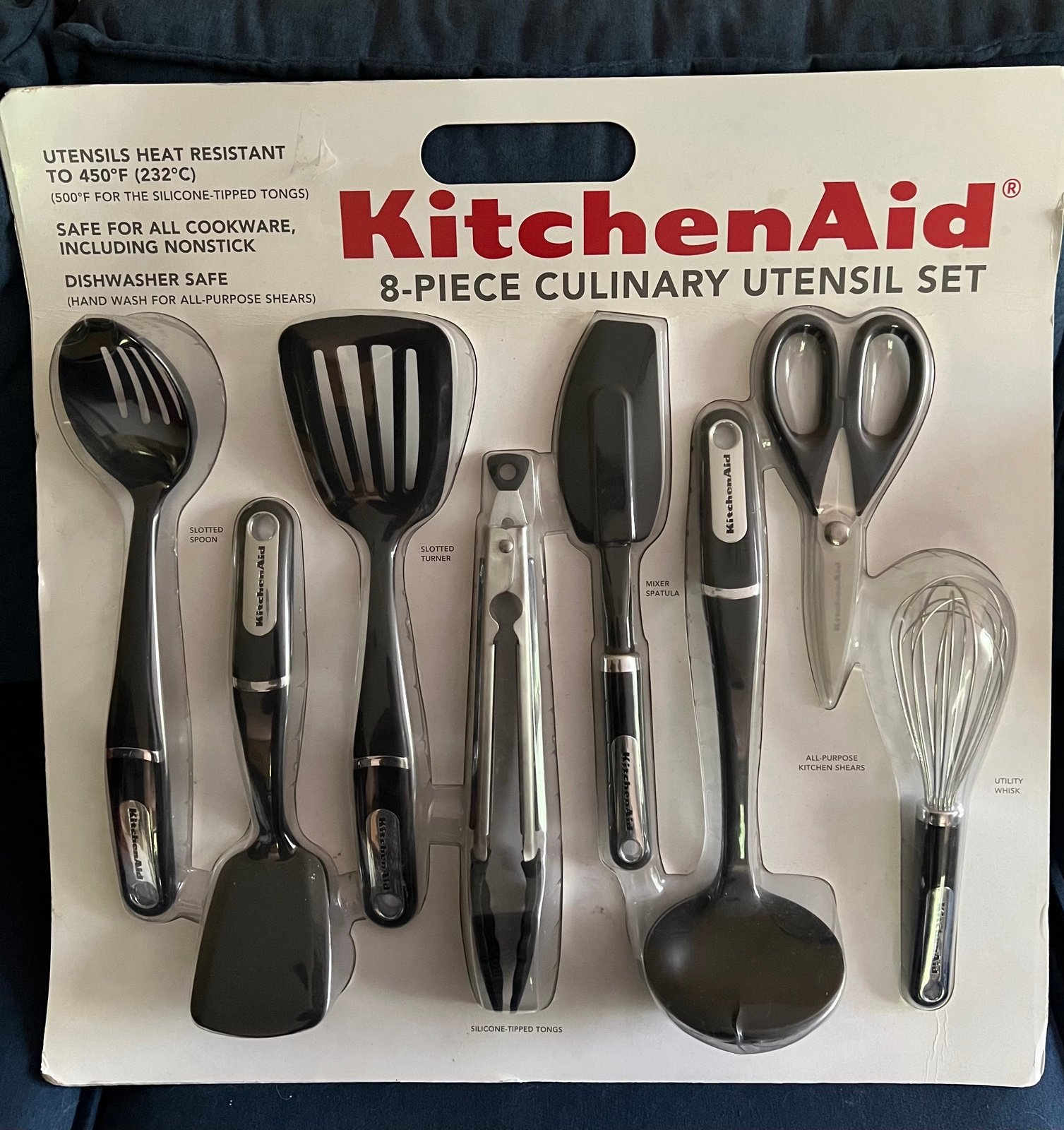 New Black KitchenAid 8 Piece Culinary Set