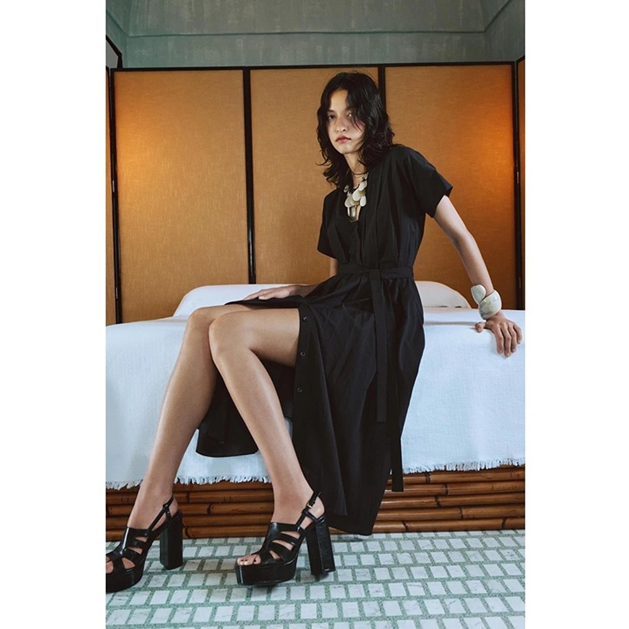 New ZARA Belted Cotton Midi Shirt Dress Black Women's Size Medium M Short Sleeve