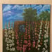 Hollyhocks in the Garden 16x20 Oil Painting