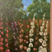 Hollyhocks in the Garden 16x20 Oil Painting
