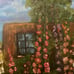 Hollyhocks in the Garden 16x20 Oil Painting