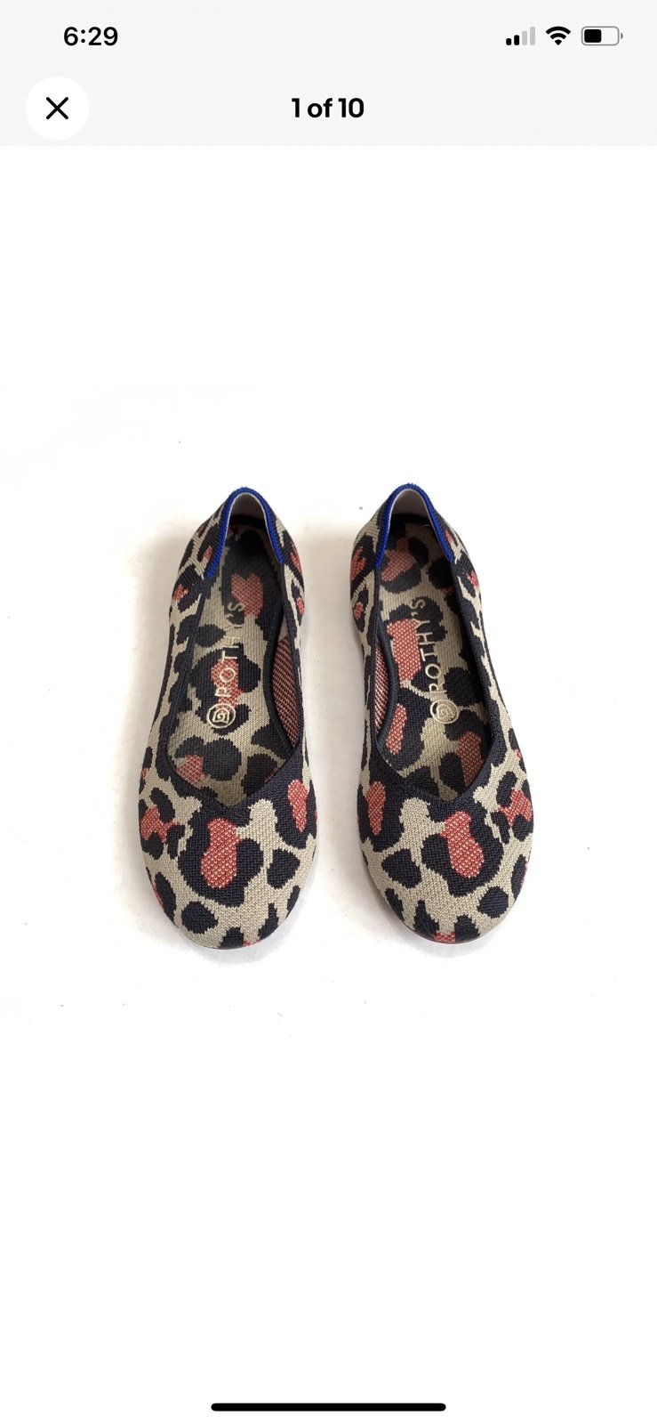 Rothy's The Flat Big Red Cat Animal Print Round Toe Flats Retired Women Size 7.5