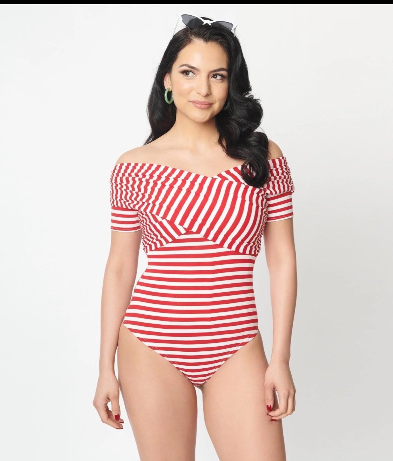 Red and white striped bodysuit