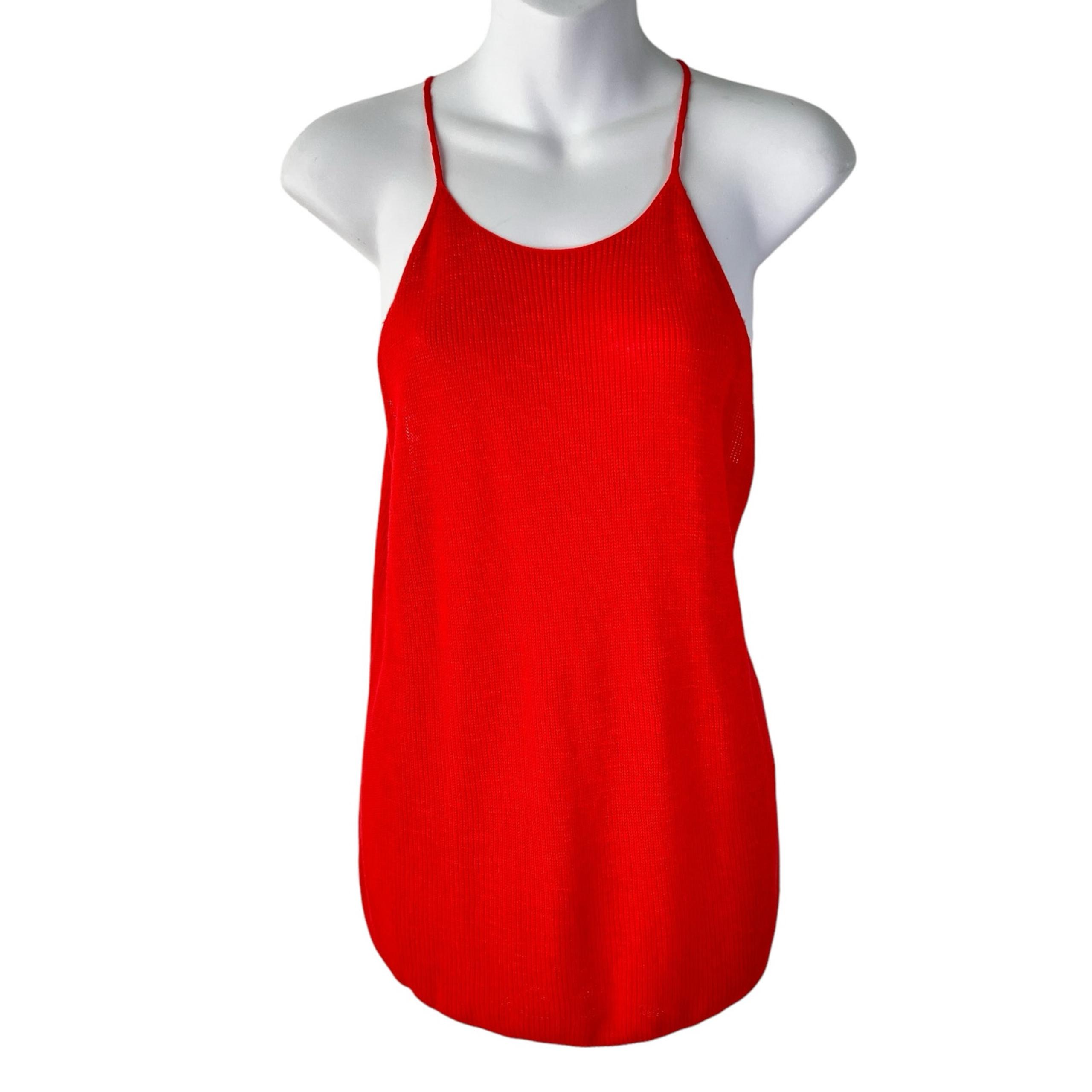Banana Republic Linen Knit Tank Top Womens Medium High Neck Burnt Orange Shirt
