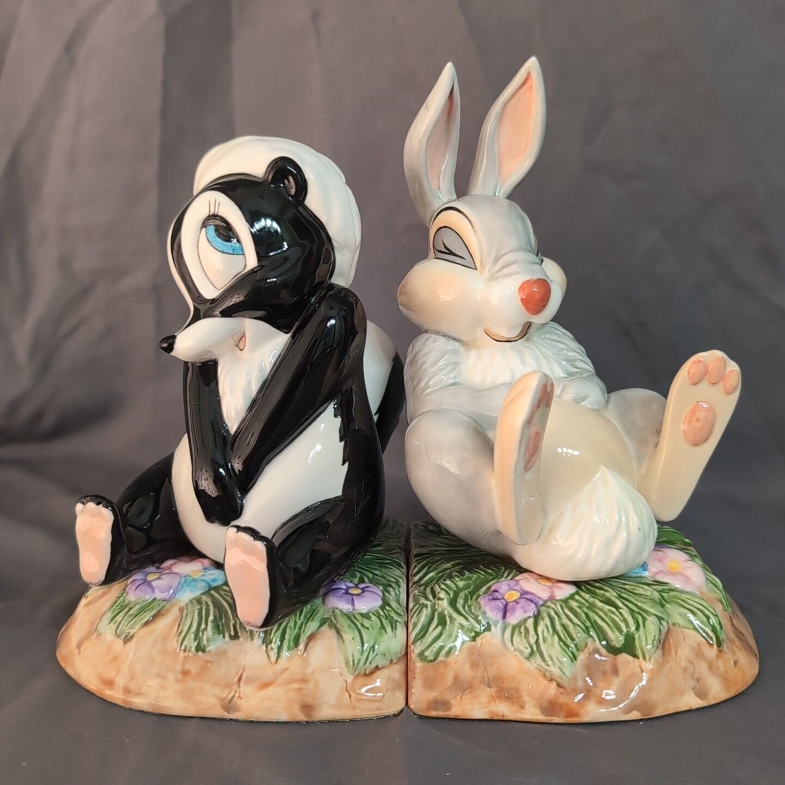 Disney Flower & Thumper Bookends Bambi Schmid Vintage Art Porcelain Home Décor