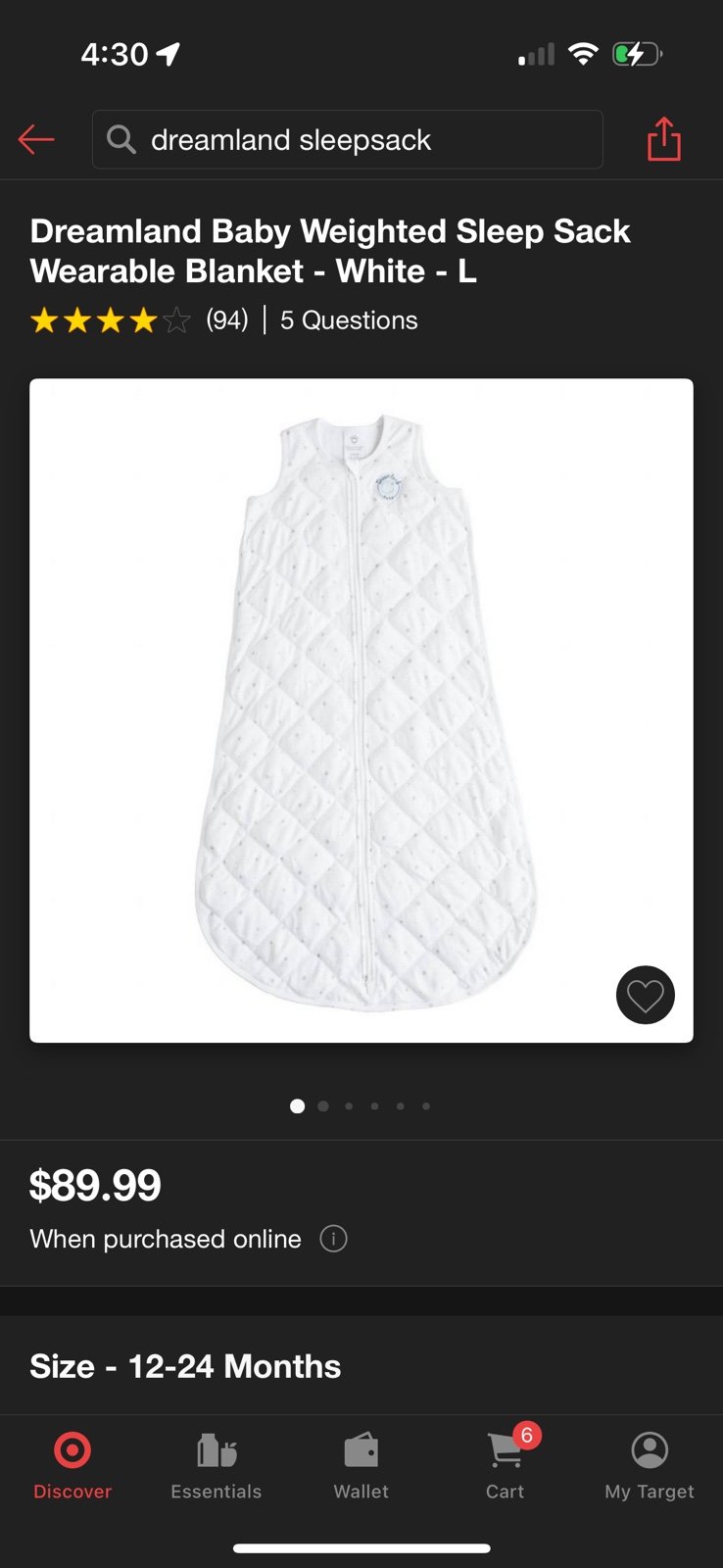 dreamland weighted sleepsack