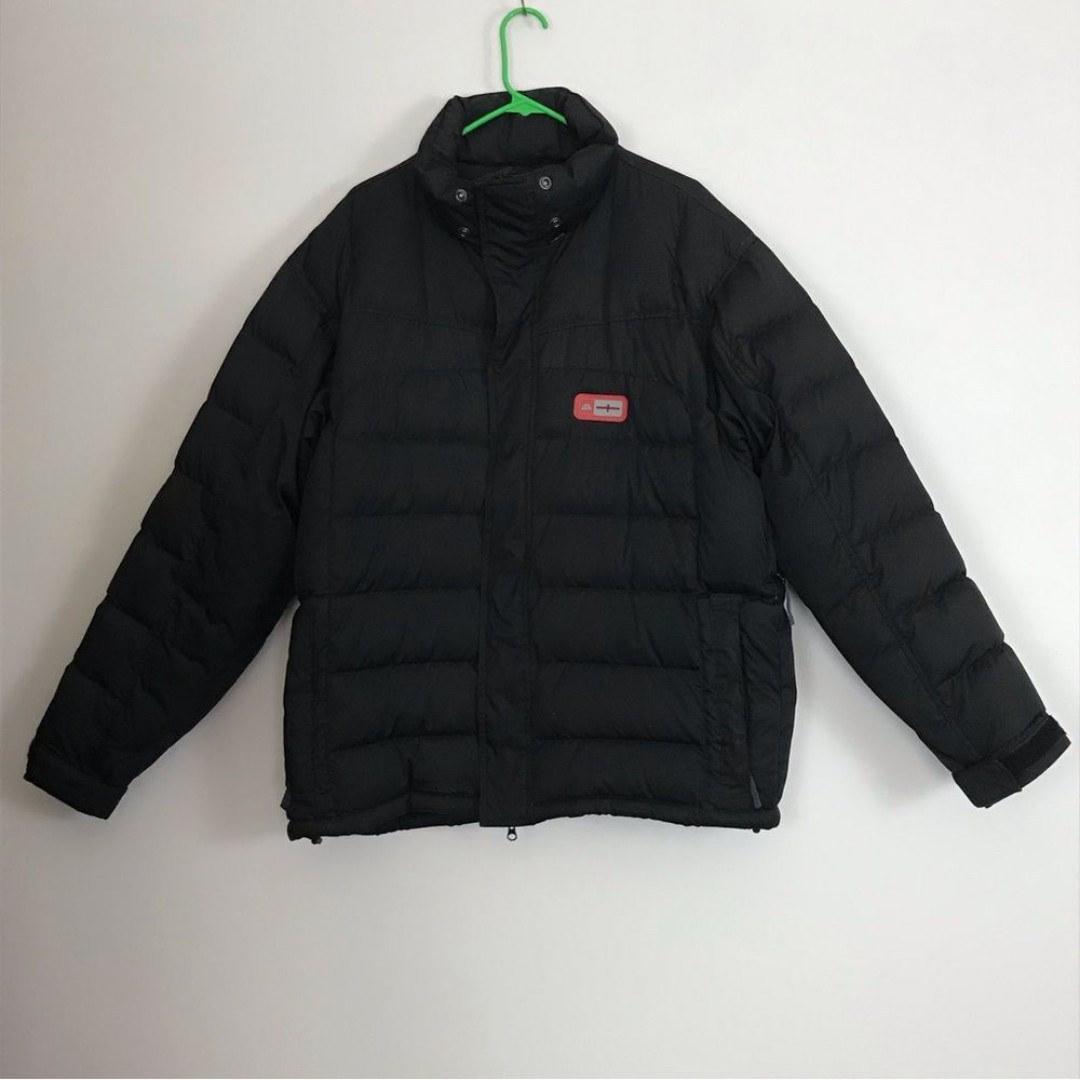Allyance Men Sz L Long Sleeve Black Puffer Jacket Warm Winter Zip Coat Duck Down