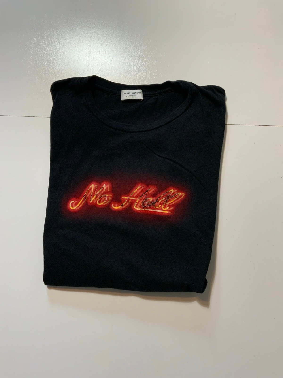 Saint Laurent Paris “No Hell” 2019 Black Graphic S/S Crewneck T-Shirt
