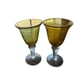 Handblown Amber Controlled Bubble Glass Wine Goblets