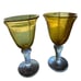 Handblown Amber Controlled Bubble Glass Wine Goblets
