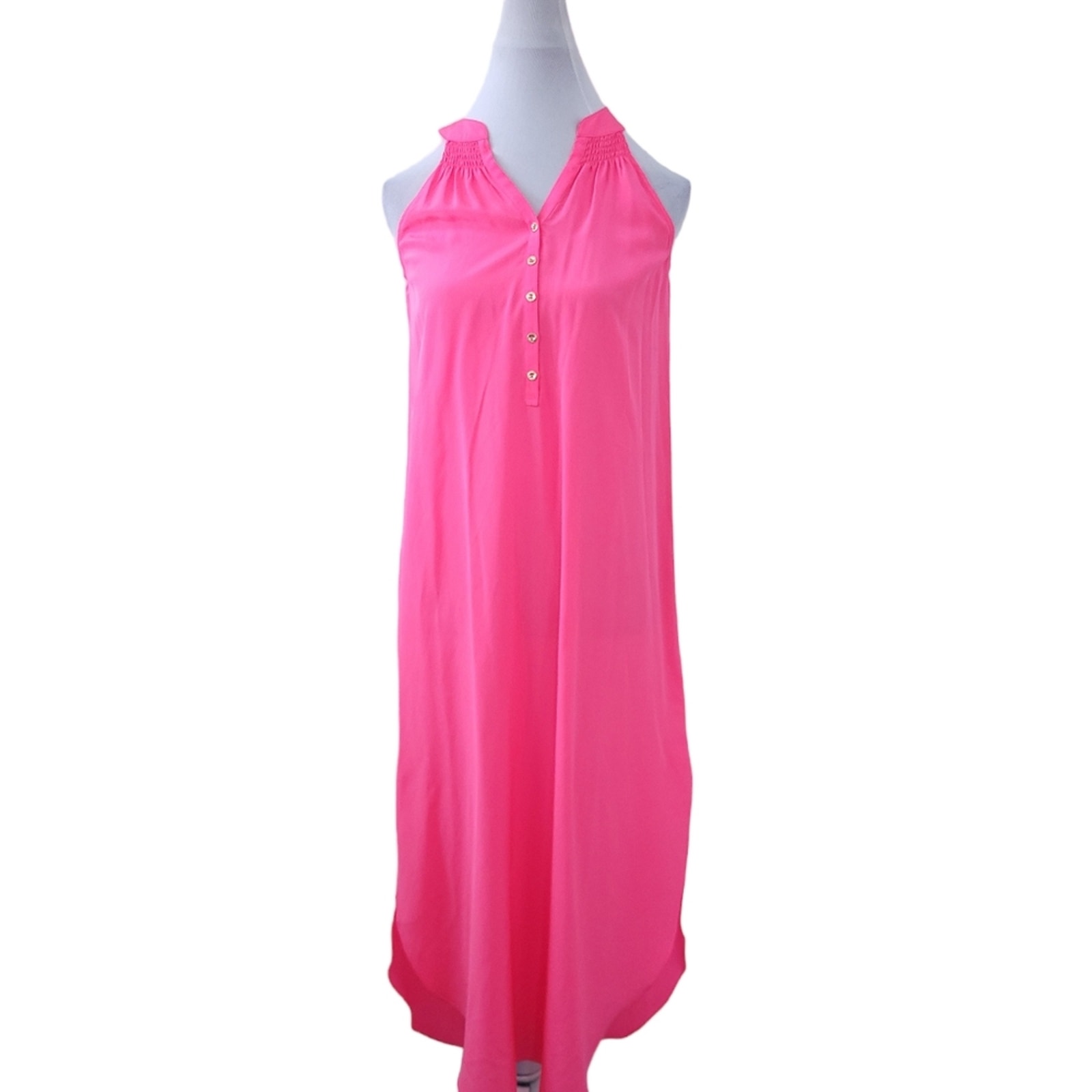 Lilly Pulitzer 100% Silk Baily Midi Dress Pink Estimated XS/Small Sleeveless
