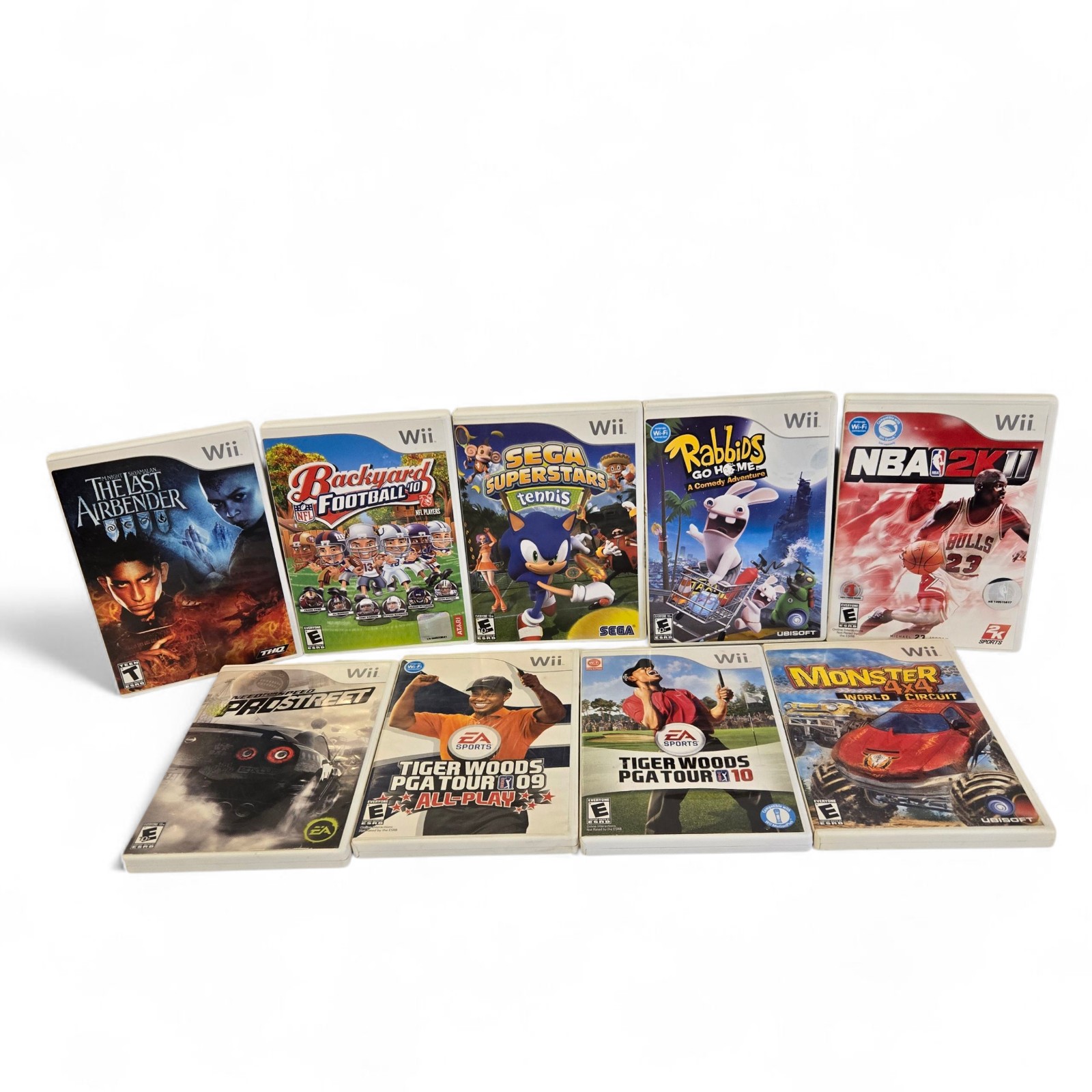 Lot of 9 Nintendo Wii Games: Rabid, Sonic, Tiger Woods, NBA +++++ **TESTED**