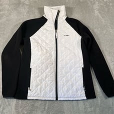 L-RL Active Women's Jacket Sz S Black Quilted Fleece Full-Zip Casual