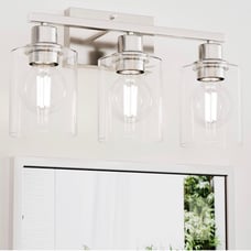 3-Light Vanity Light, Brushed Nickel Bathroom Lighting Fixtures Over Mirror