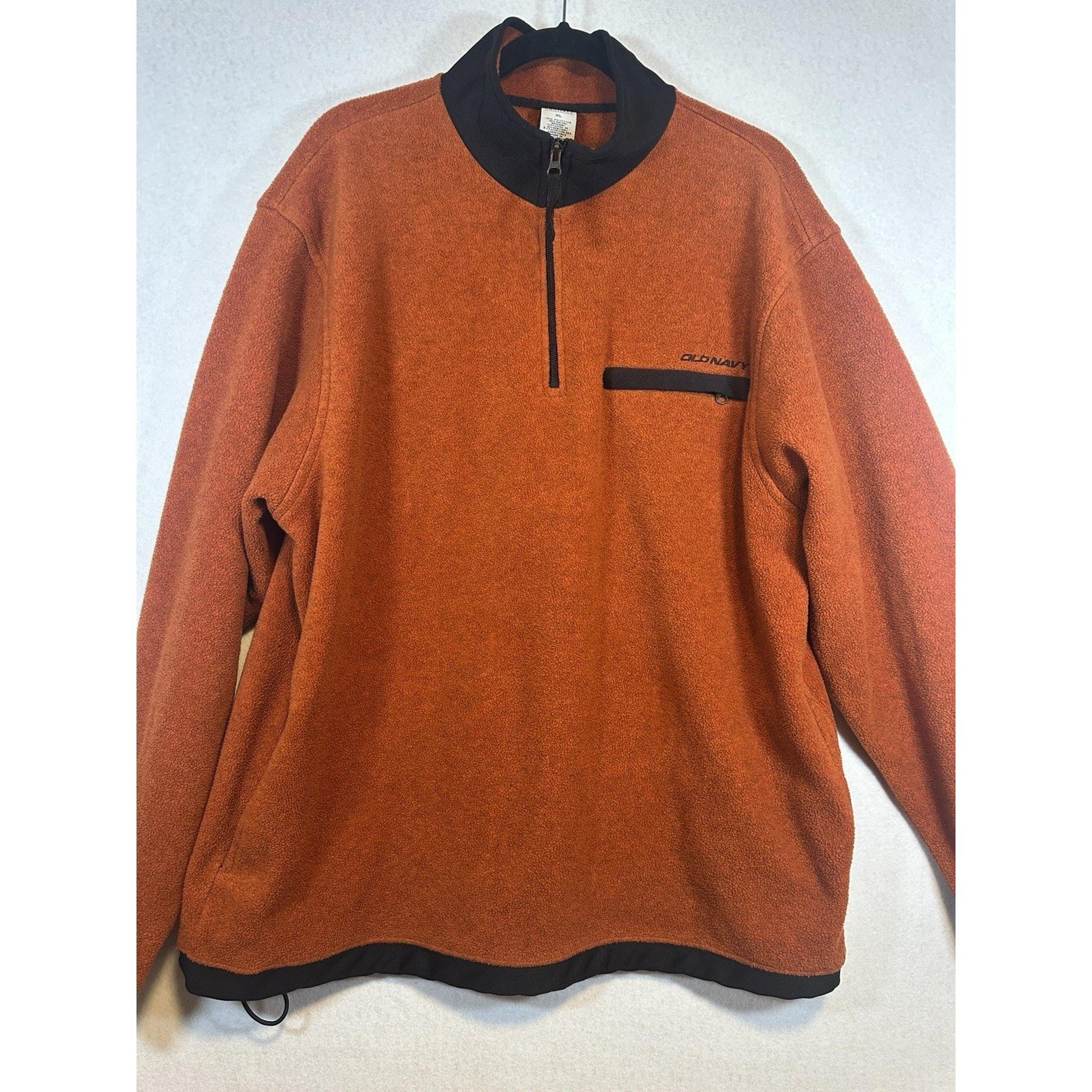 Y2K Old Navy Outlet Men's Pullover Fleece with Logo Orange XL