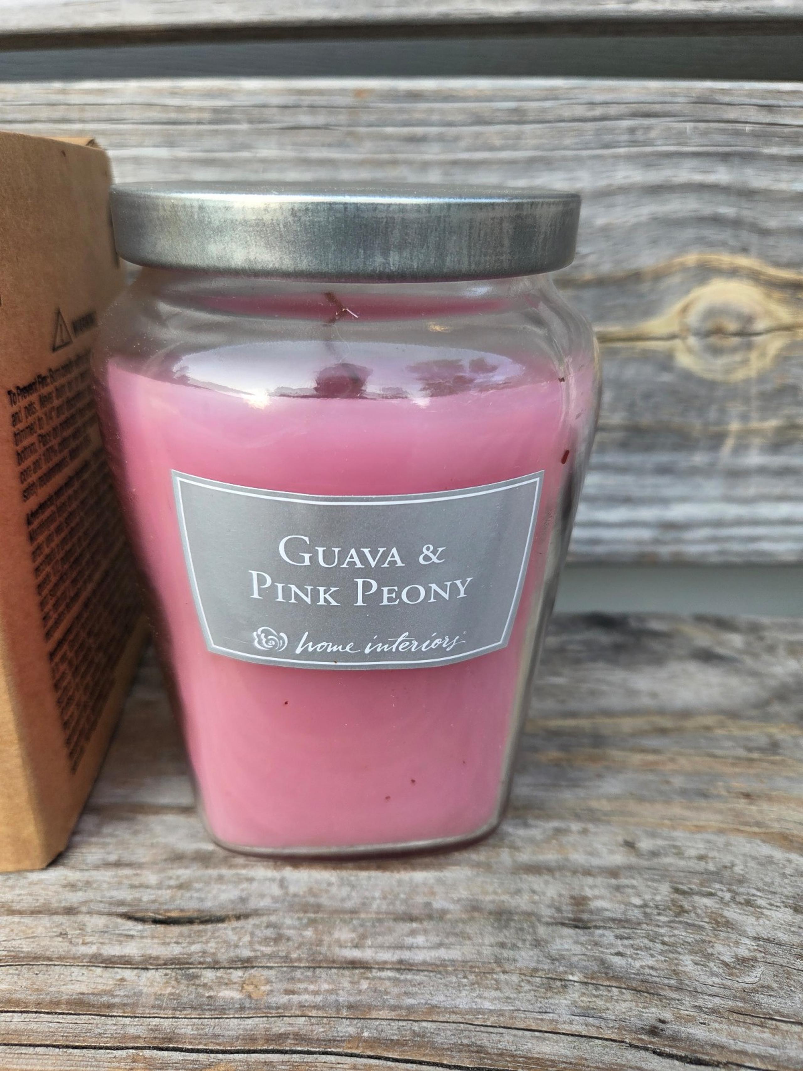 New Home Interiors Guava And Pink Peony Candle Jar NOS