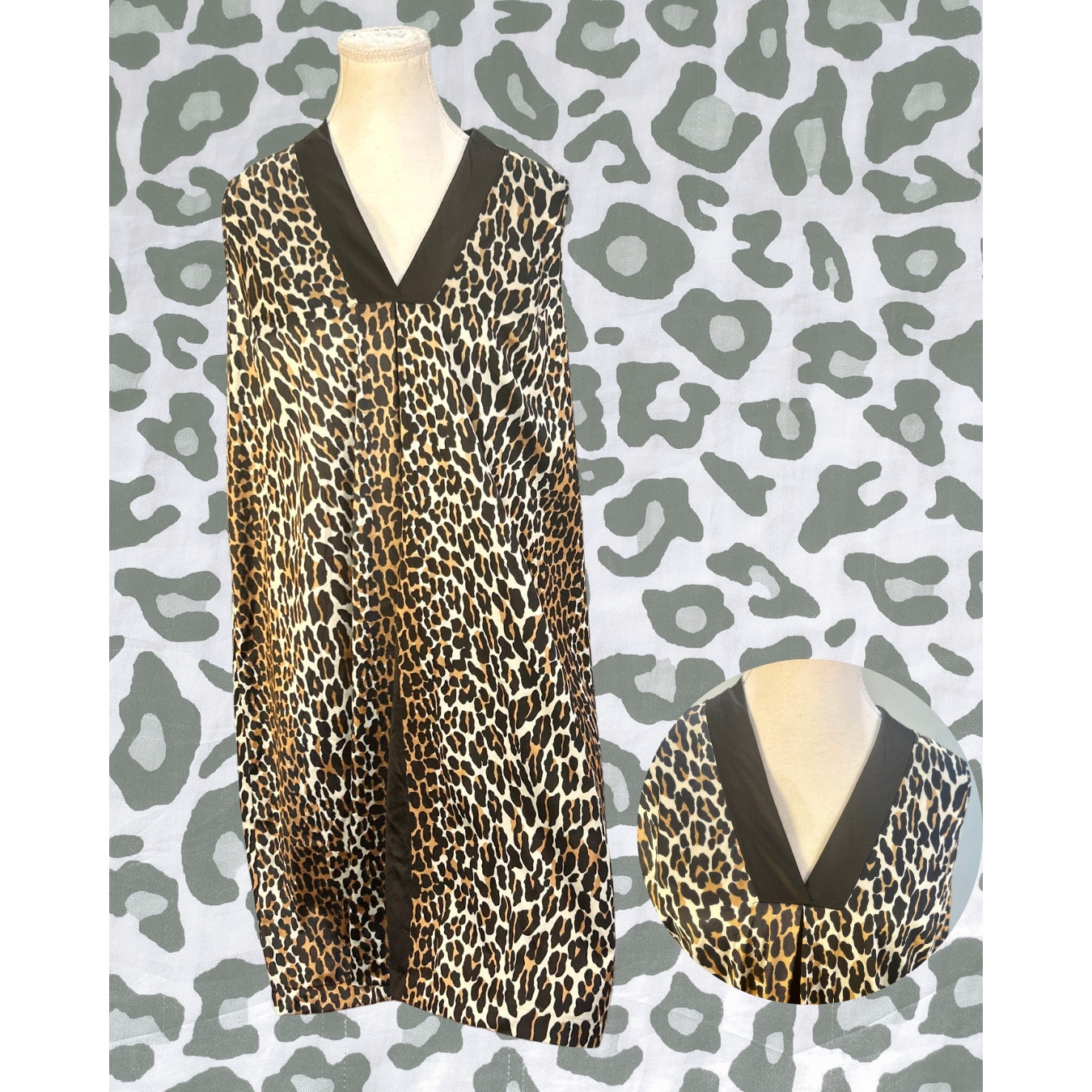 Vintage 70s 80s Vanity Fair Sex Kitten Kitsch Leopard Print Shift Nightie Size M