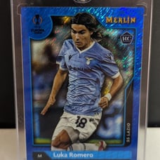 2021-22 Topps Merlin Chrome Luka Romero Blue Shimmer Refractor 02/75