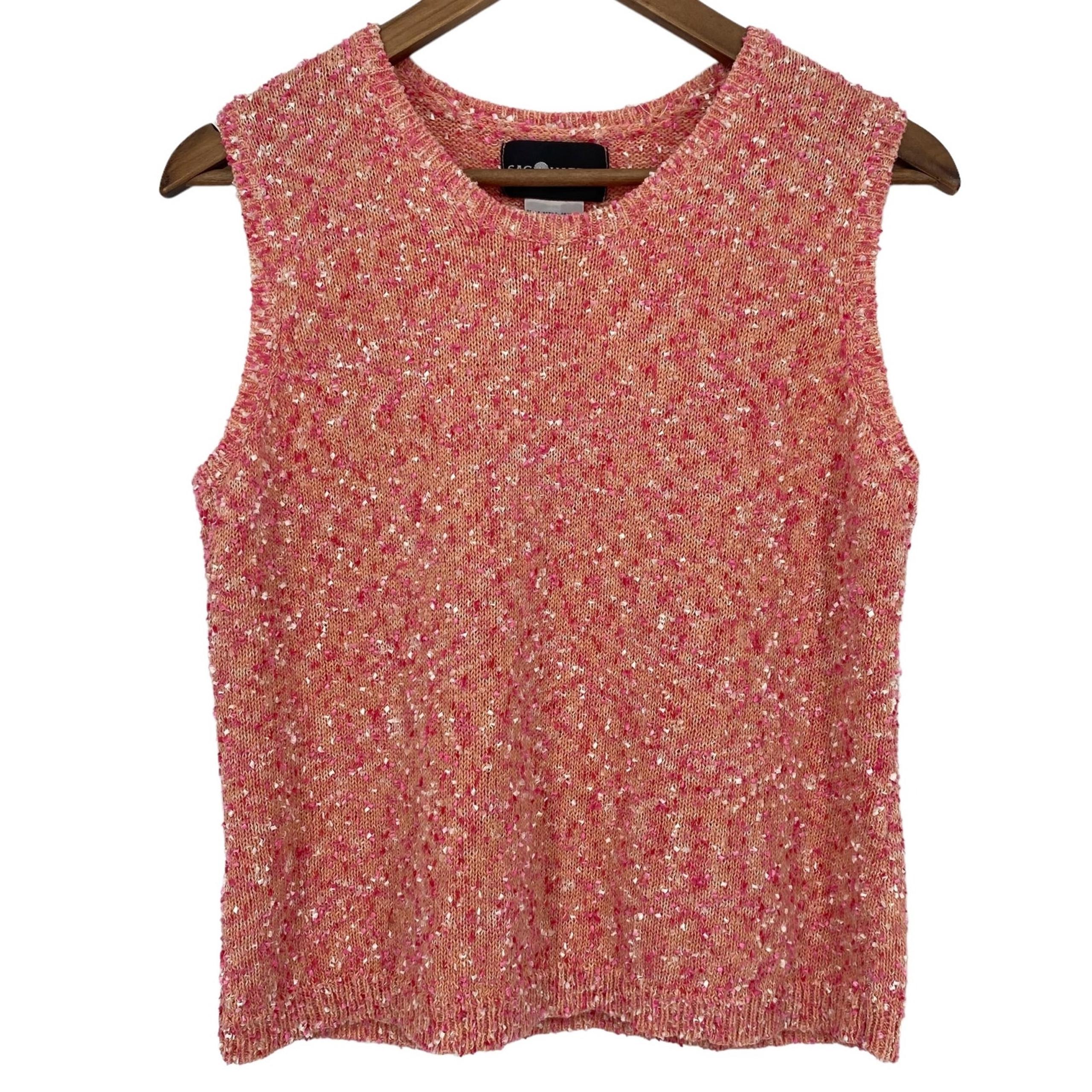 VINTAGE Multicolor Popcorn Knit Sleeveless Top Colorful Size Medium - Sag Harbor