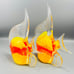 Set of 2 Murano Italy Art Glass Fish Yellow Red Sculpture Figurines 7 x 7.75