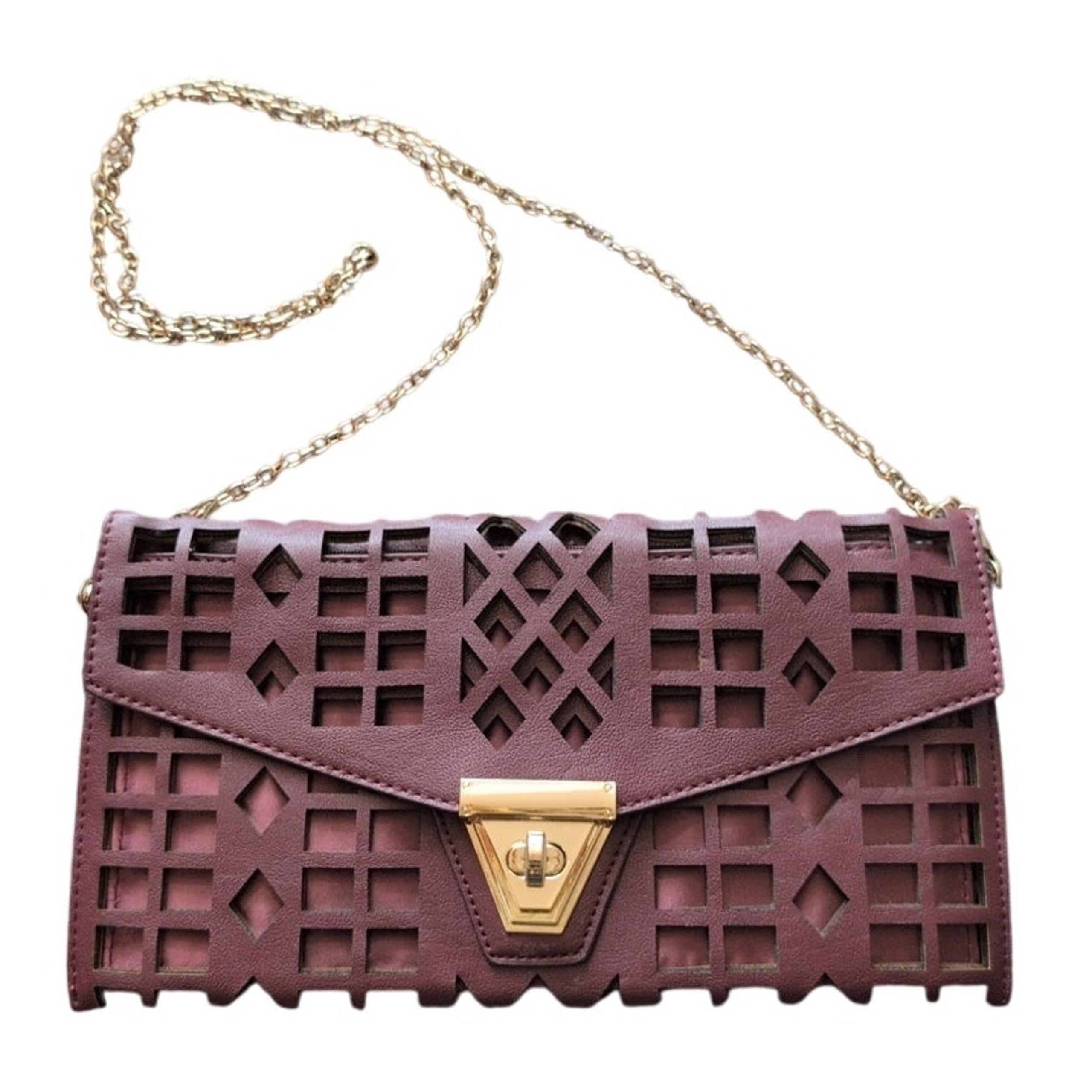 Geo du Jour Cutout Burgundy Clutch Lulus