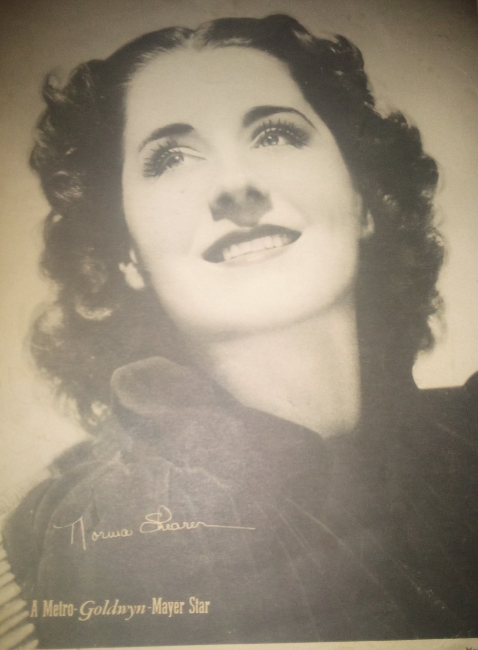 Portrait Photo of Actress Norma Shearer Autographed Drawing on reverse side.