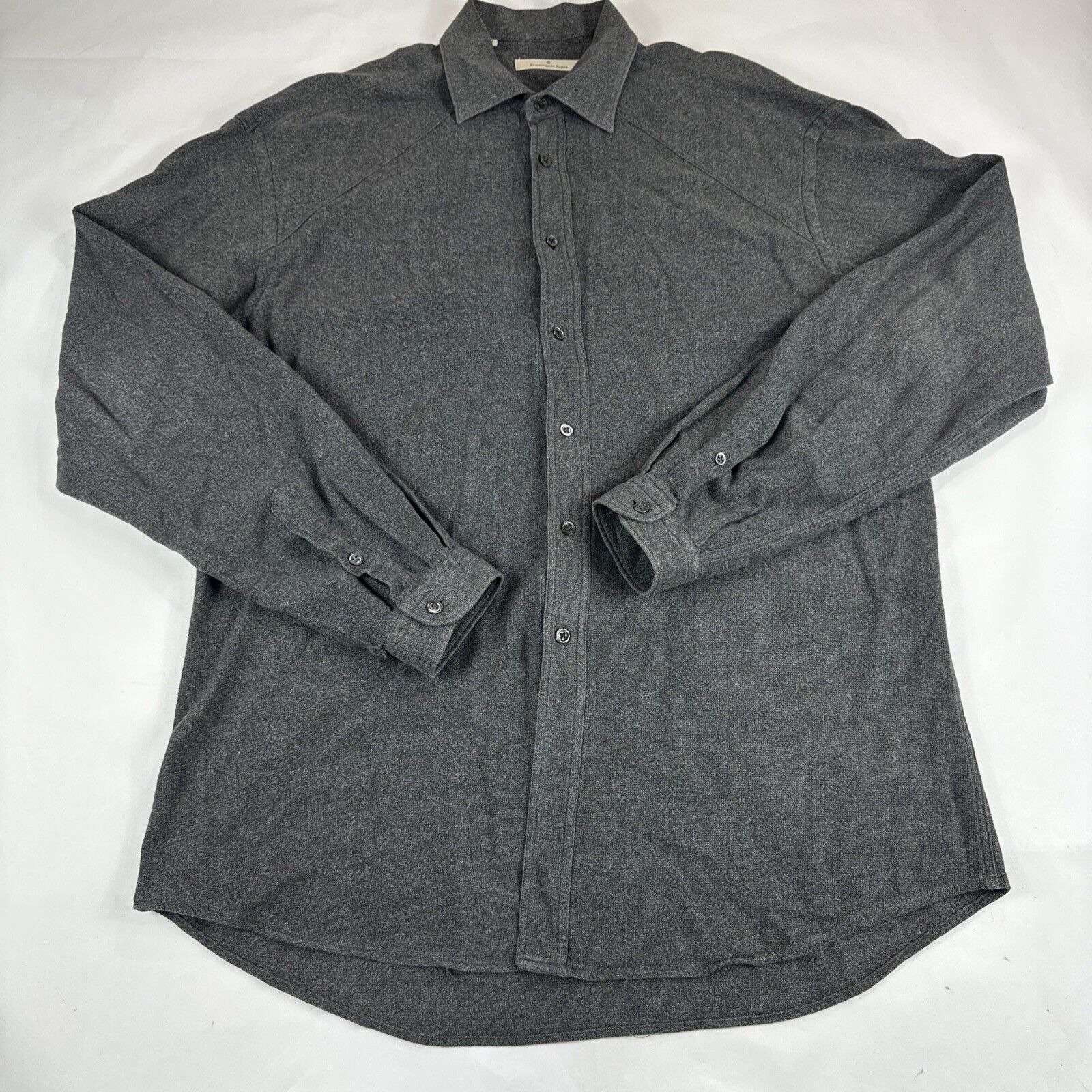 Ermenegildo Zegna Dress Shirt Men Large Gray Long Sleeve Button Up Preppy Career