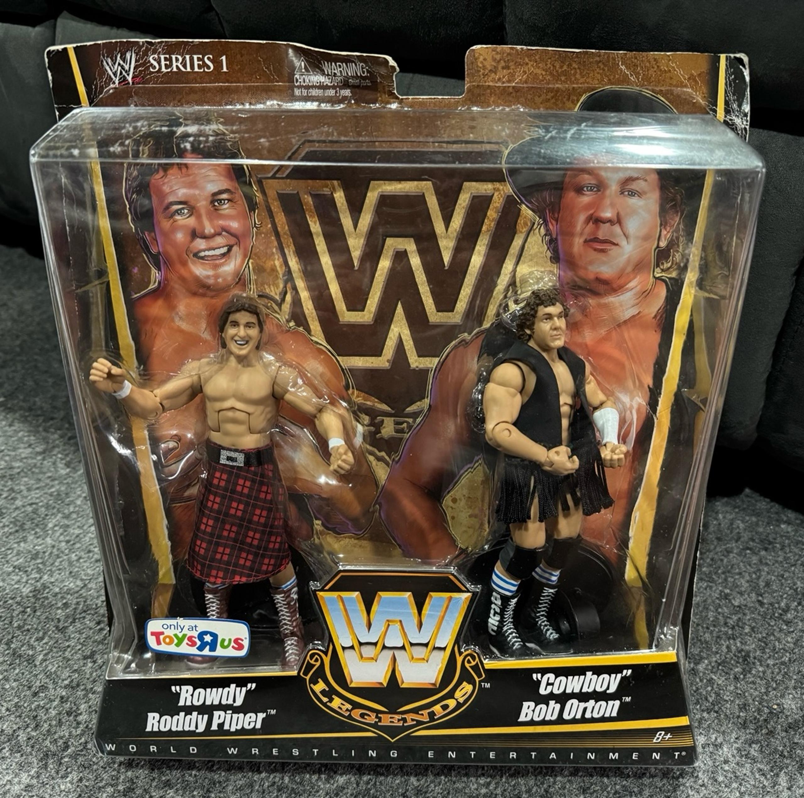 WWE Elite ROWDY RODDY PIPER & COWBOY BOB ORTON Legends Series Figures DAMAGED