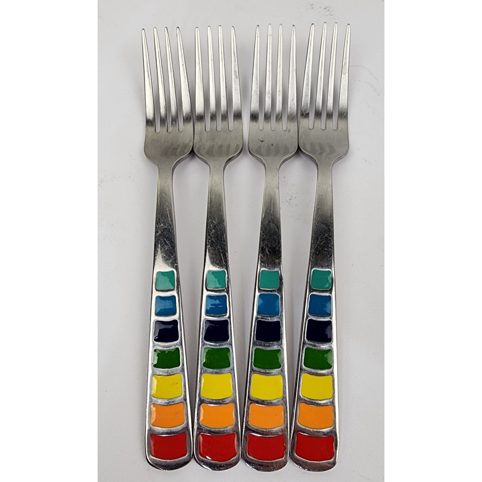 Fiesta Ware Masquerade Rainbow Set Of 4 Stainless 9 Dinner Forks Flatware
