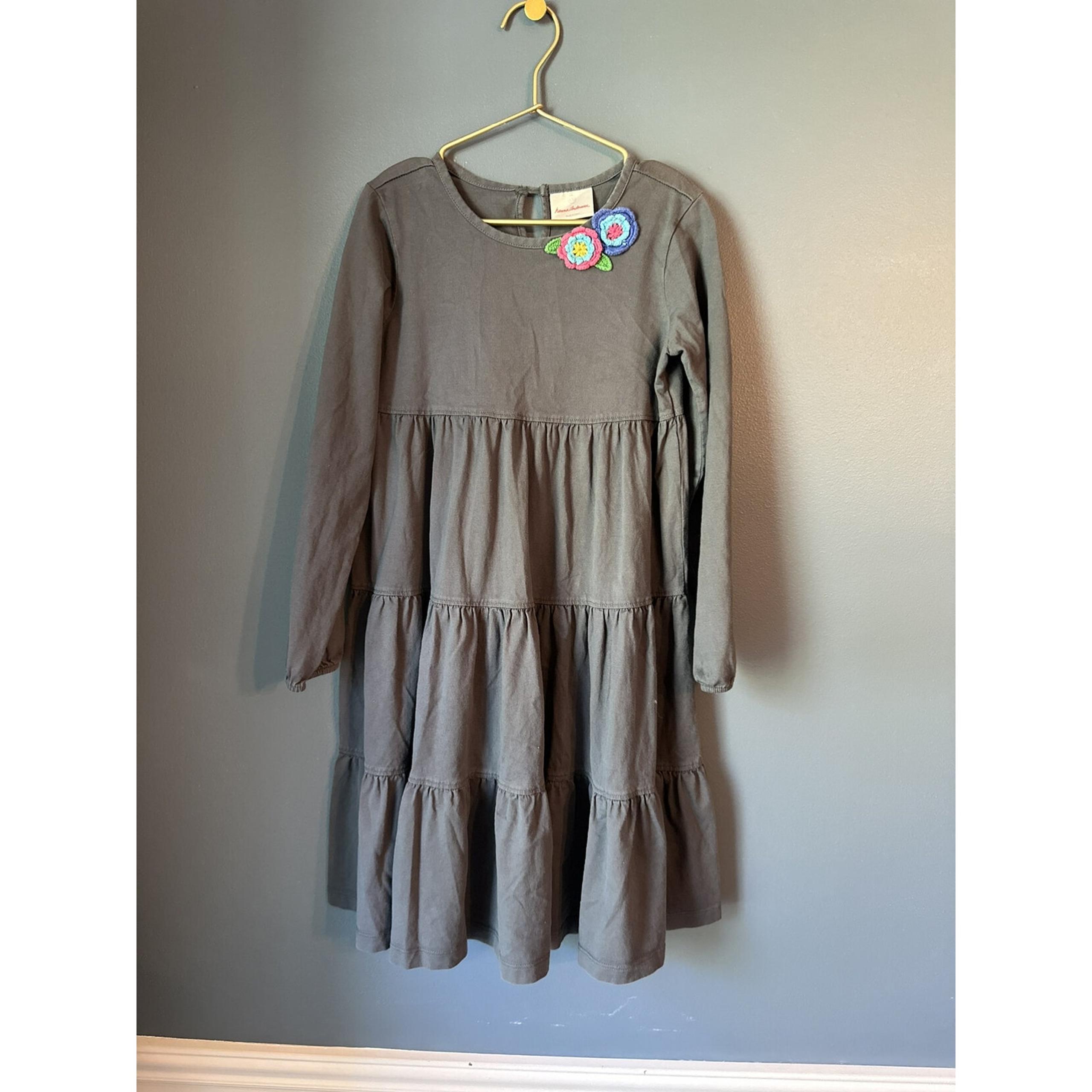 Hanna Andersson Gray Dress With Crochet Flowers