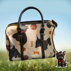 Dooney & Bourke Handbag Scottie Dog Satchel Purse White Dog Pattern Bag CUTE!