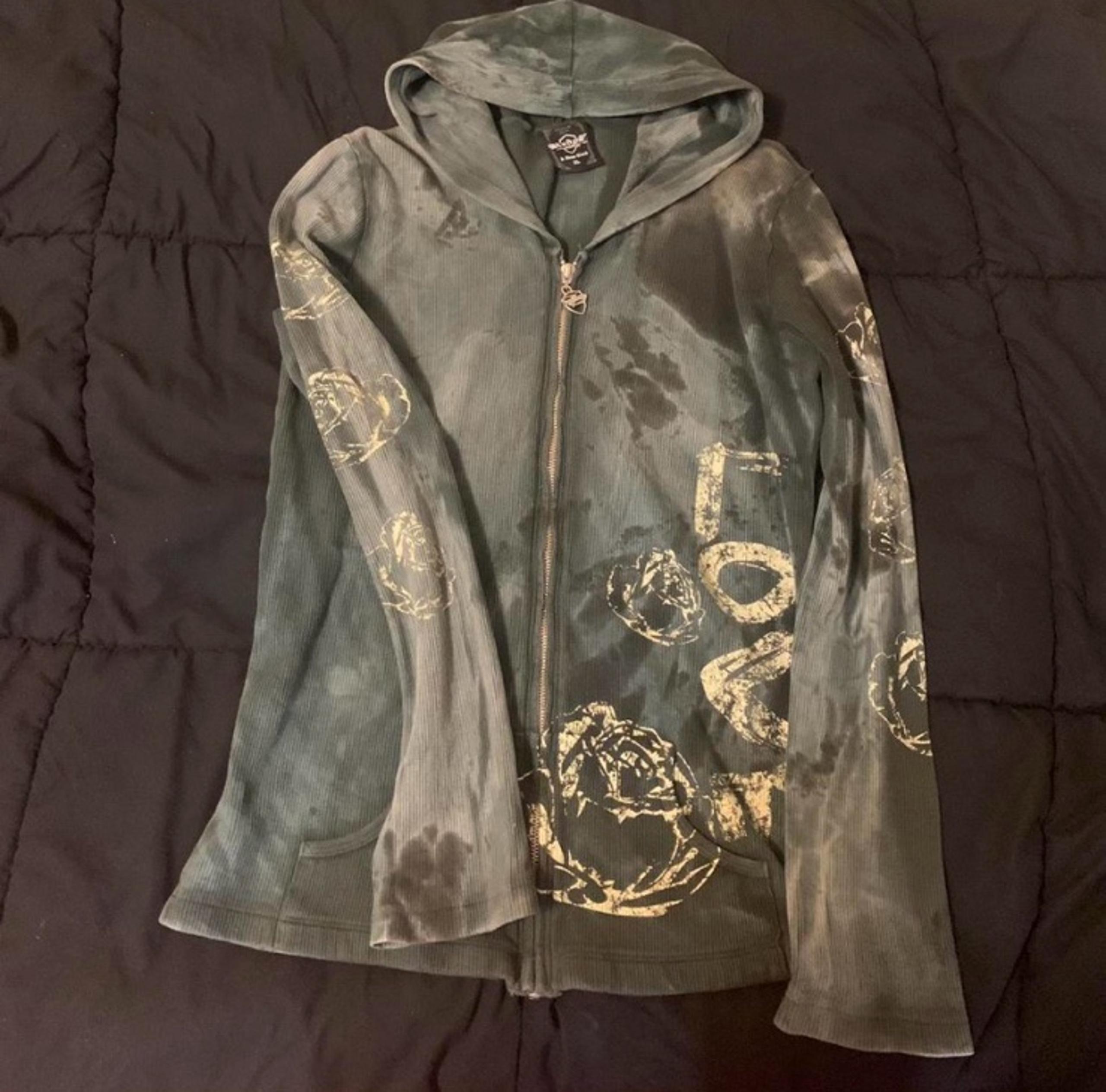 vintage grunge y2k green zip up hoodie SLEDGE