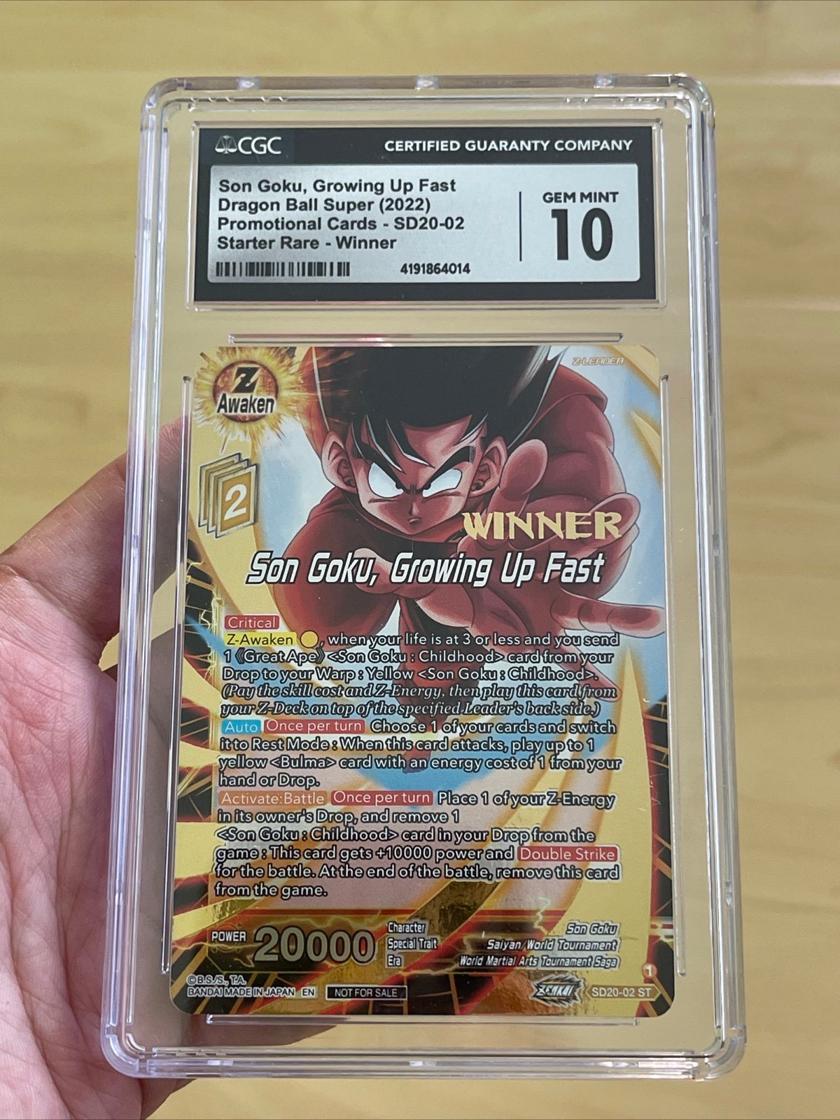 Son Goku, Growing Up - Winner gold - Dragon Ball super - CGC 10 GEM MINT- Zenkai
