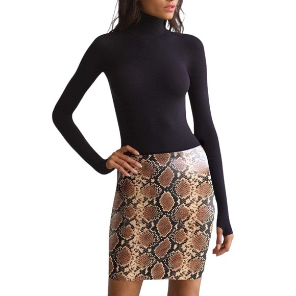 Commando Faux Leather Snake Print Skirt SZ S
