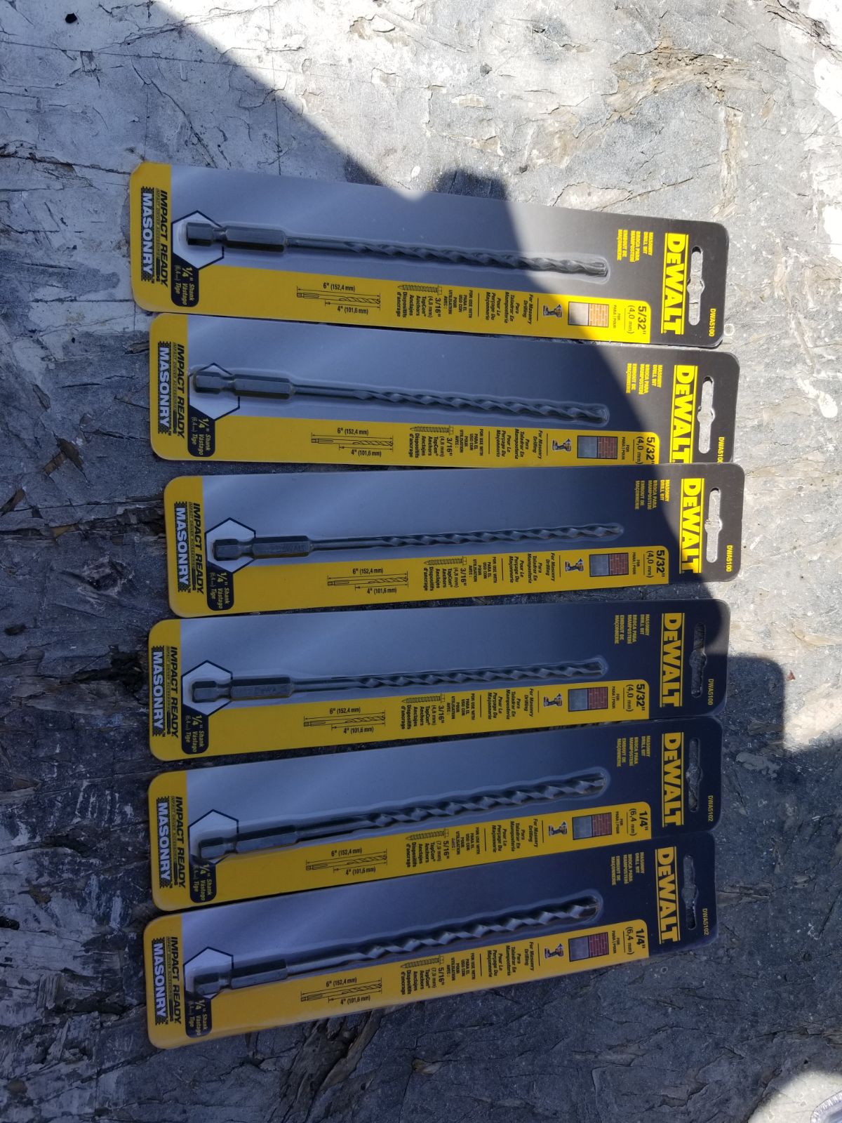 Dewalt lot of 6 5/32 masonry bit impact