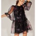 Designer Cynthia Rowley Grace Organza Black Mini Dress w/ Sheer Overlay - Large