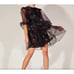 Designer Cynthia Rowley Grace Organza Black Mini Dress w/ Sheer Overlay - Large