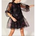 Designer Cynthia Rowley Grace Organza Black Mini Dress w/ Sheer Overlay - Large