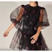 Designer Cynthia Rowley Grace Organza Black Mini Dress w/ Sheer Overlay - Large