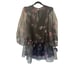 Designer Cynthia Rowley Grace Organza Black Mini Dress w/ Sheer Overlay - Large