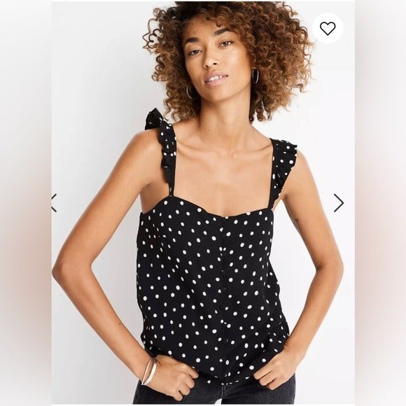 MADEWELL Ruffle-Strap Cami Top in Painted Dots size 4