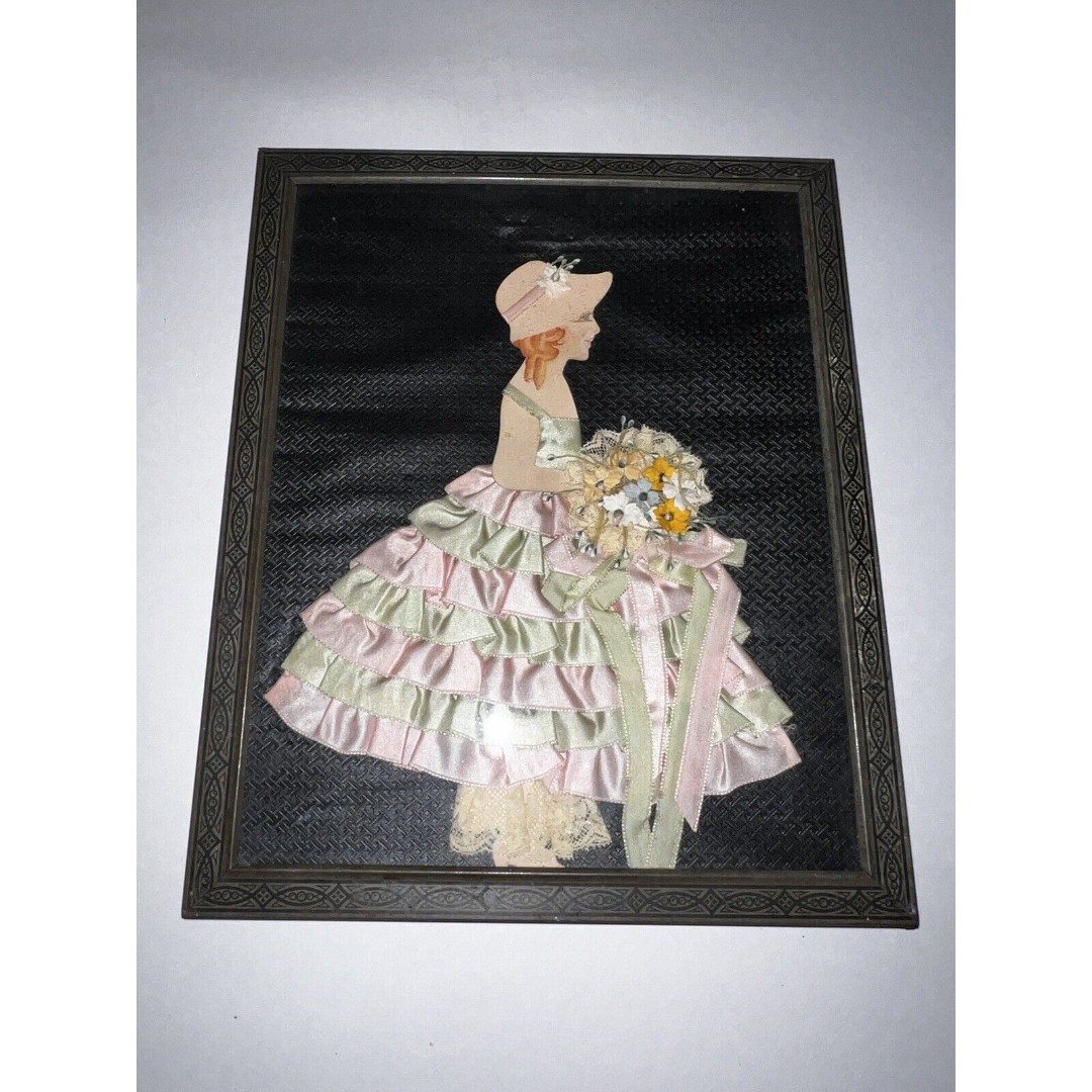 Vintage Peach Mint Satin Ribbon Doll Big Skirt 1930s Lace Trim & Pantaloons Art