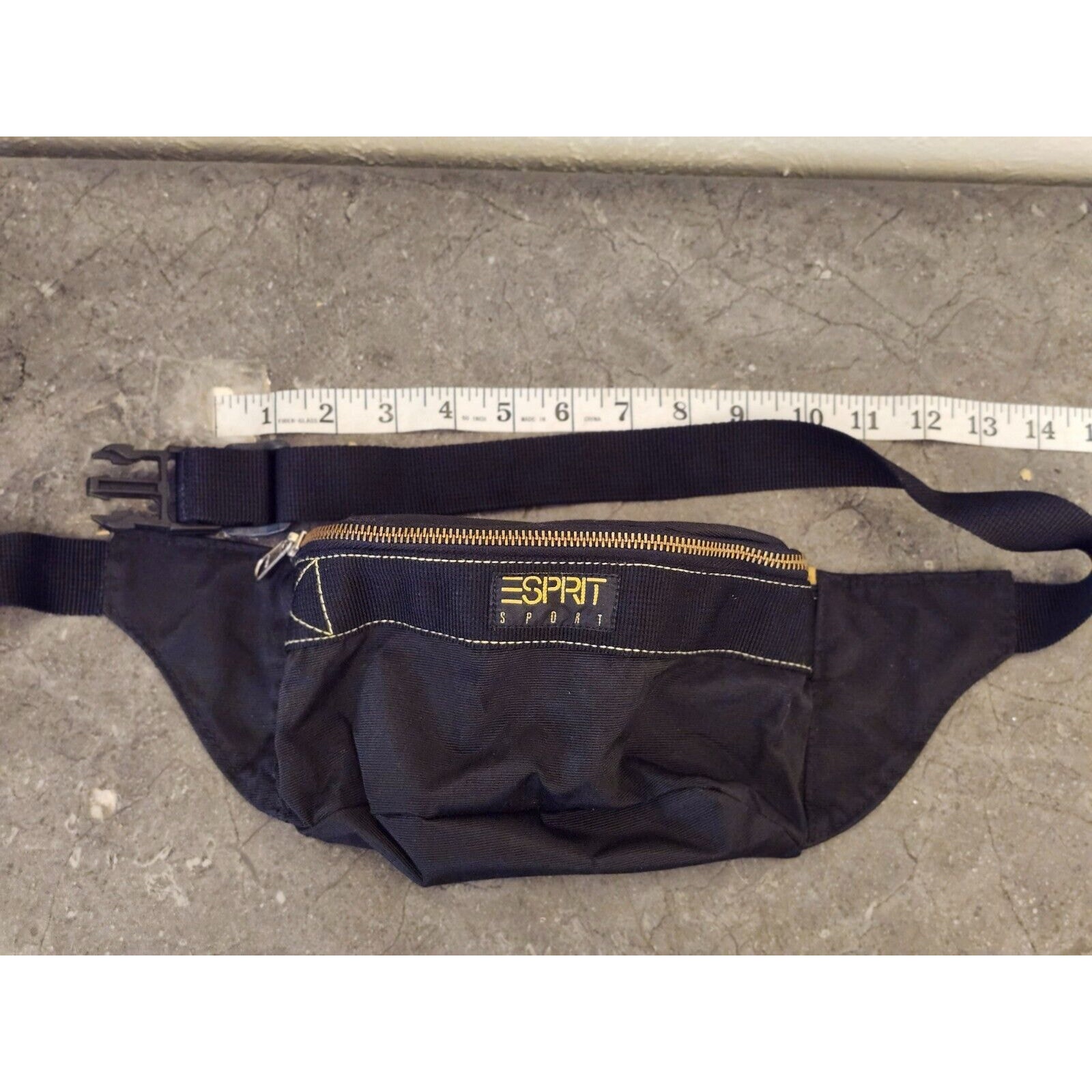 Vintage ESPRIT Fanny Pack Black Zippered Sections Waist Bag